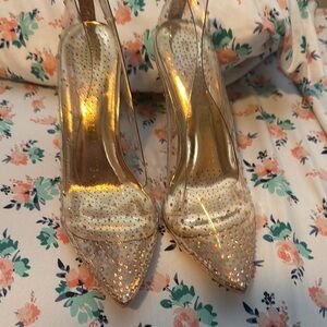 Akira  Shimmering Gold Heels